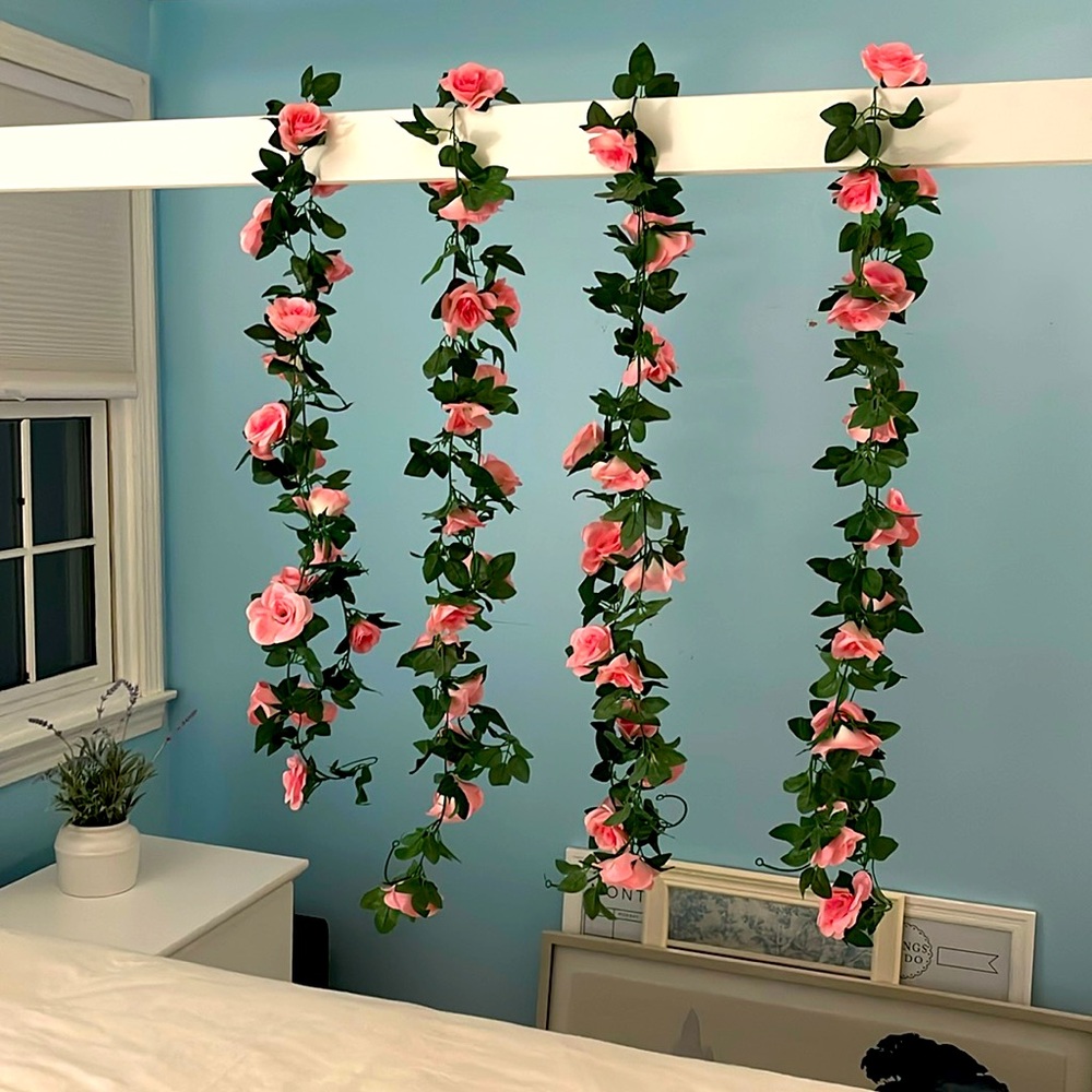 Lot of Pink Rose Garland Decor